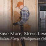 Tradesperson reviewing receipts and tax paperwork for business deductions.