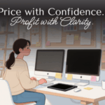 Creative professional calculating project pricing with confidence and clarity.